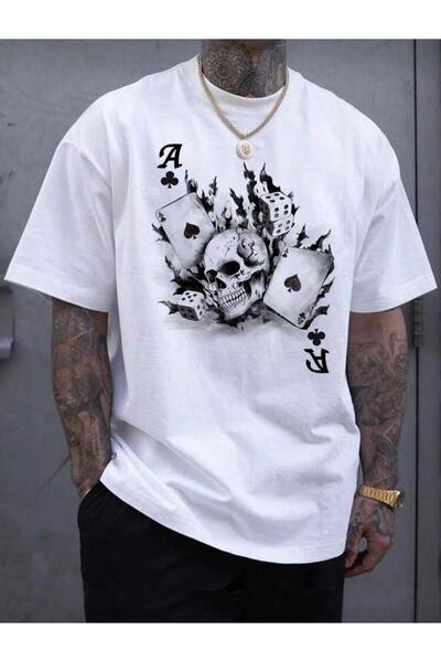 ALCİNOUS ΒΑΜΒΑΚΕΡΟ OVERSIZE ΛΕΥΚΟ T-SHIRT ΜΕ ΣΤΑΜΠΑ ΚΑΙ ΛΟΥΡΑΚΙ ΣΤΟ ΛΑΒΗΡΙΟ Τ...