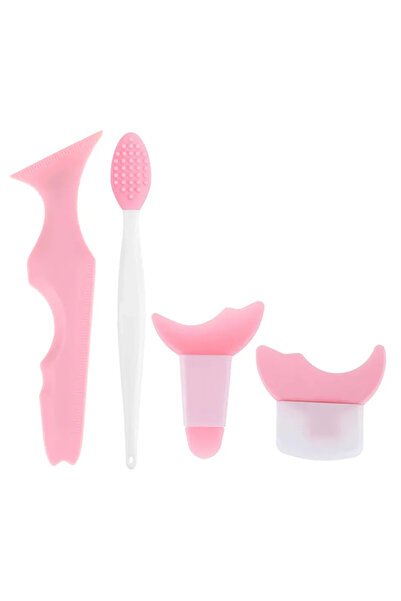 Choice1 مجموعة أدوات مساعدة مكياج العيون مكونة من 4 قطع باللون الوردي مع فرشا...