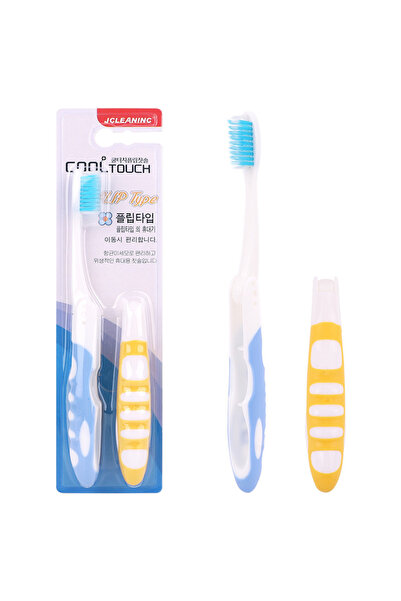 Choice1 Blue yellow 2PCS Convenient Folding Travel Toothbrush Adult Couple Ma...