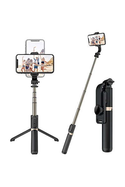 Techsuit Selfie Stick cu Trepied si Telecomanda, 74cm - (Q03) - Black