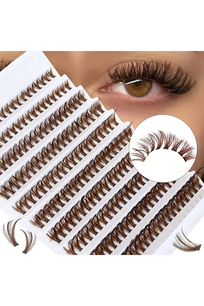 Choice LC136-zong 200 مجموعة رموش بنية، 8-16 مم، لون بني طبيعي، مناسبة لتركيب...