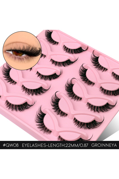 Choice3 مجموعة رموش لاسفيري الكثيفة - QW08، رموش عين القطة، رموش صناعية كثيفة...