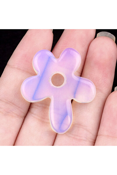 Choice قلادة زهرة من حجر الأوبال الطبيعي، قطعة واحدة، مرصعة بحجر الجمشت وعين ...