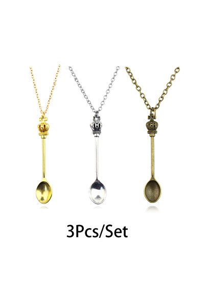 Choice 3Pcs Set 3Pcs/Set Mini Crowns Spoon Necklace Vintage Mini Teaspoon Pen...