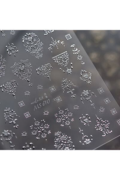 Choice ملصقات تزيين الأظافر MS610S بنمط ذهبي فضي بتقنية الختم الساخن، بتصميم ...