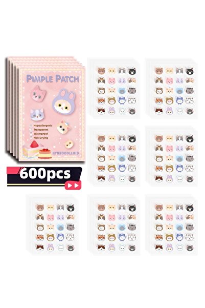 Choice ٦٠٠ قطعة من لصقات حب الشباب على شكل قطة كرتونية، لصقات لعلاج حب الشباب...