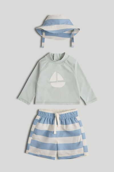 MOTHERCARE Sunsafe UPF50+ Rash Vest, Shorts and Hat