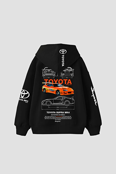 Bak Moda Masterpiece on Wheels Printed Oversize Unisex Black Hoodie