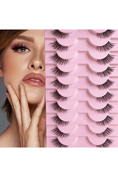 Choice رموش نصفية بمظهر طبيعي 10 أزواج من رموش القطط السميكة 10 مم رموش خفيفة...