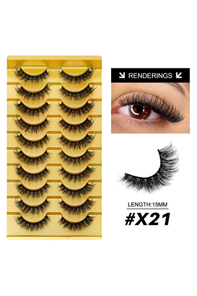 Choice3 10 Pairs-X21 Lasvirey Cat Eye Lashes Fluffy Thick Fake Lashes Soft 5D...