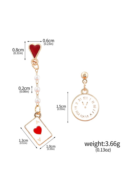 Choice E00195-02 Alice In Wonderland Playing Card Earrings Women Funny Clock ...