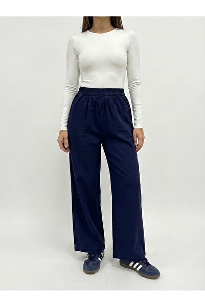 Lunsera Store Pocket Detail Trousers-Navy Blue