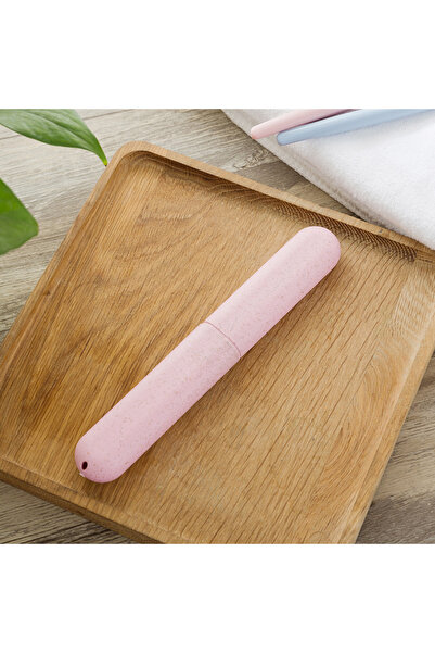 Choice علبة فرشاة أسنان محمولة للسفر باللون الوردي، مصنوعة من قش القمح، لتنظي...