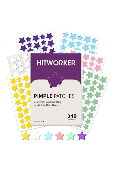 Choice 240 قطعة متعددة الألوان، 240 قطعة/علبة، لصقات حب الشباب النجمية بستة أ...