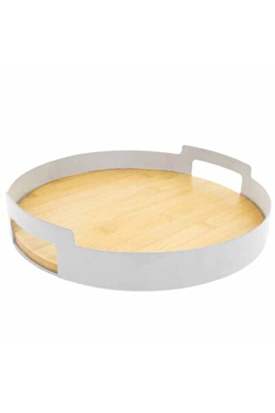 FRANDIS Tavă rotundă decorativă pentru servire cu diametru 30 cm, metal/bambus