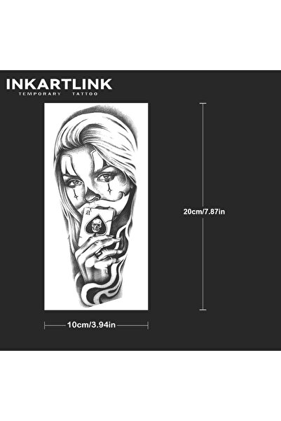 Choice 990-1020XL Poker Female Clown Temporary Tattoo,Lasts To 15 Days New Te...