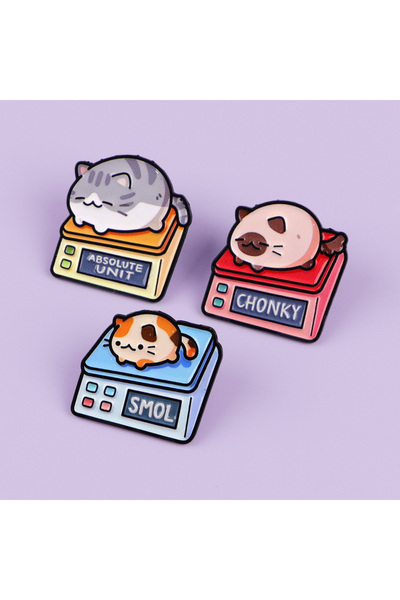 Choice 3 قطع من دبابيس المينا على شكل قطة سمينة لطيفة، دبابيس حيوانات كرتونية...