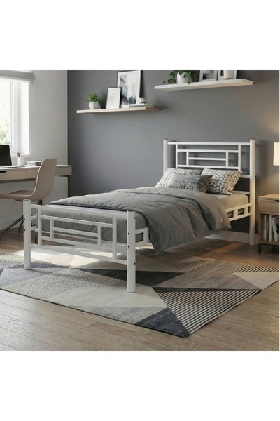 Mobilya Dükkanım Agora Tek Kişilik Metal Karyola 100x200 Beyaz