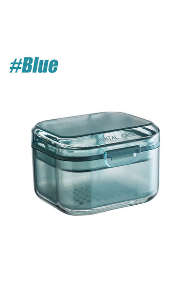 choice2 علبة زرقاء واحدة لجهاز تثبيت الأسنان، كوب استحمام طقم الأسنان، علبة ت...