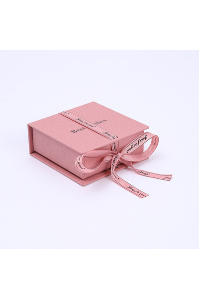 Choice علبة هدايا مجوهرات وردية اللون مع شريط تهنئة - منظم متعدد الألوان مبطن...