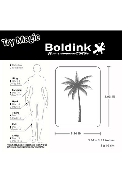 Choice B150-0810M Coconut Tree Temporary Tattoo,Lasts To 15 Days New Technolo...