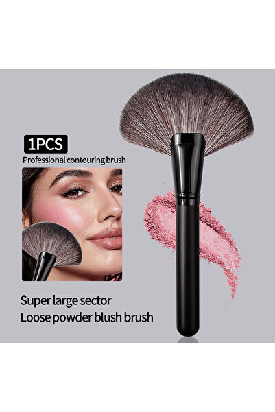 Choice فرشاة سوداء كبيرة الحجم وناعمة على شكل مروحة، فرشاة أحمر خدود، فرشاة ب...