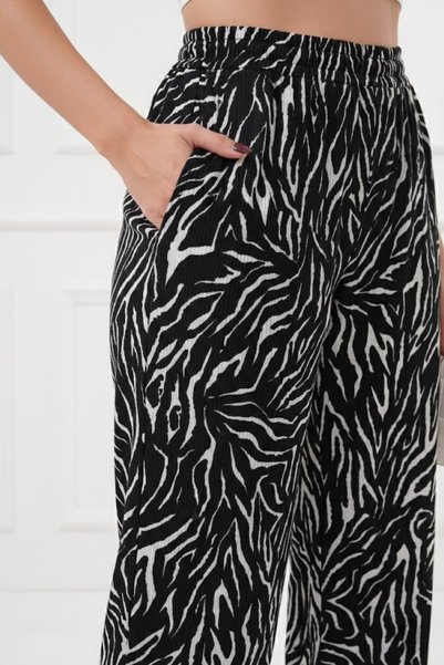 Findify Store Women's Zebra Pattern Thin Satin Summer Loose Wide Leg Sweatpants – Lightweight & Stylish