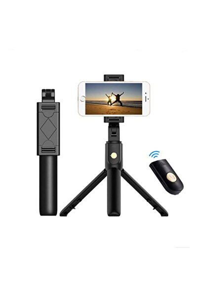 Techsuit Selfie Stick cu Telecomanda si Trepied, 70cm - (K07) - Black