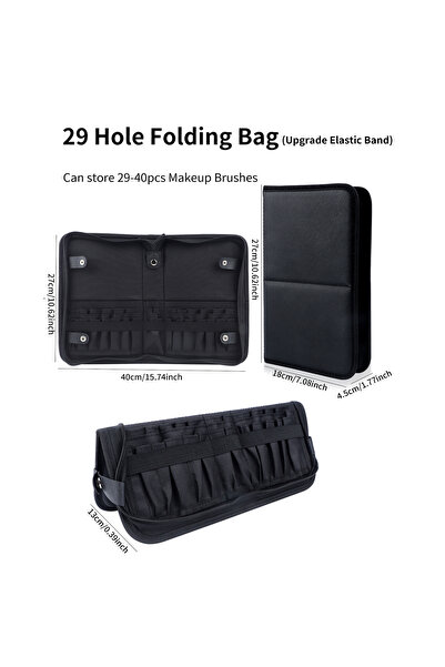 Choice حقيبة فرش مكياج قابلة للطي عموديًا جديدة بـ 29 فتحة، تتسع لـ 14 أو 24 ...