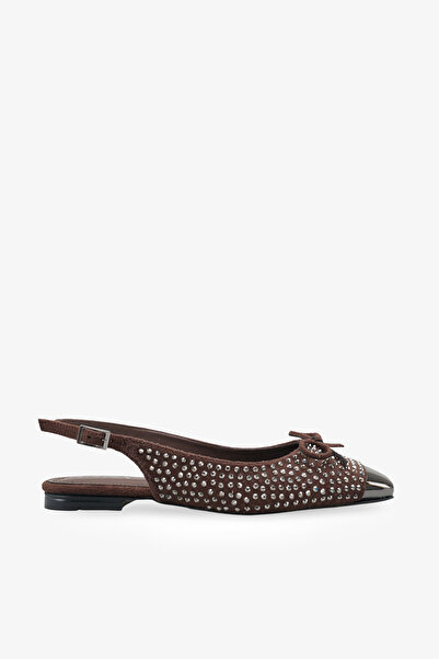 İNNABUTİKK حذاء باليه نسائي مفتوح من الخلف من زونتاس - بني