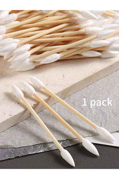 Choice1 عبوة واحدة من أعواد قطن المدببة، لون أصفر فاتح، تحتوي على 80-100 عود ...