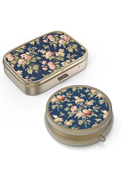 Choice1 علبة حبوب صغيرة بتصميم زهور الورد الكلاسيكية، مزودة بمرآة، مناسبة للح...