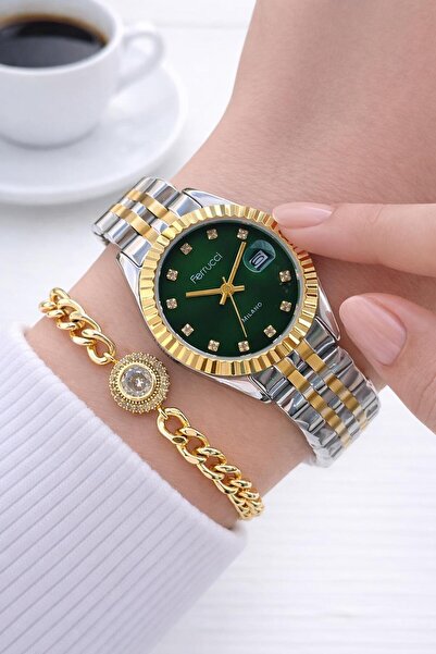 Ferrucci Steel Cord 2 Years Warranty 3 Atm Water Resistant Women Wristwatch+B...