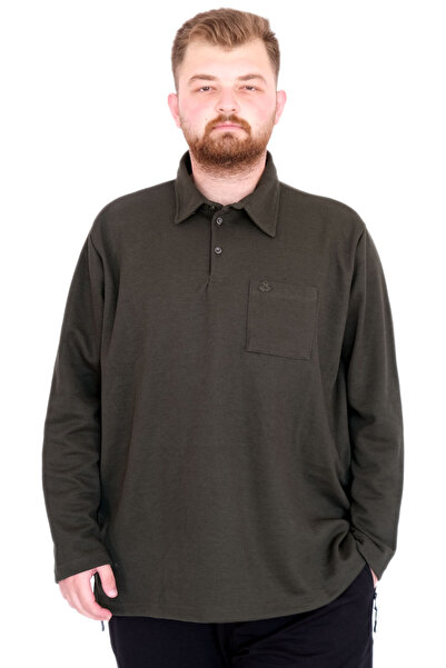 ModeXL Mode XL Large Size Tshirt Polo U.Kol Pocketed 22446 Khaki