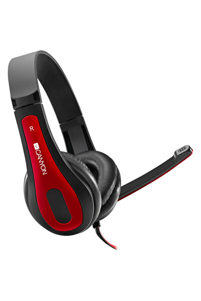 CANYON CNS-CHSC1BR, Wired On-Ear Headphones, For PC, 3.5mm Jack, Red/Black