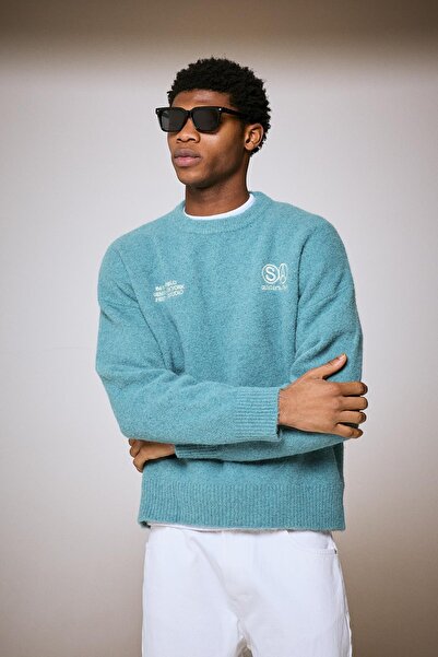 Bershka Bisiklet yaka baskılı kazak