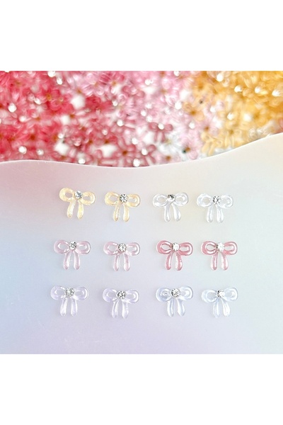 Choice مجموعة متنوعة من 50 قطعة، 50 قطعة من زينة الأظافر على شكل فيونكات بسيط...