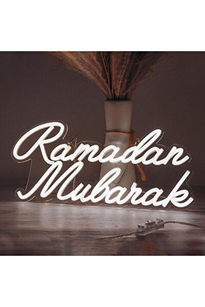 Slasa Ramadan Mubarak Neon Sign 39.9×19.8 cm with 6mm Acrylic Base White LED