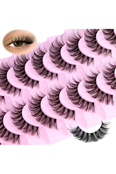 Choice 10 Pairs 10 Pairs Natural Fluffy False Eyelashes Wispy Lashes 3D Volum...