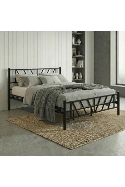 Mobilya Dükkanım Smyrna Çift Kişilik Metal Karyola 140x200 Siyah