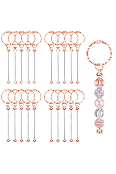 Choice 10PCS Rose Gold 3/5/10/20 Set Beadable Keychain Bars DIY Bead Key Chai...