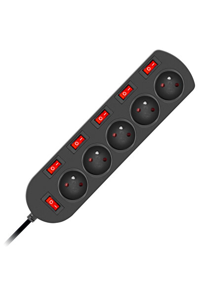 LP 3x1mm 5 prize + 6 comutatoare 1.5m negru EPS-501.5W6-2