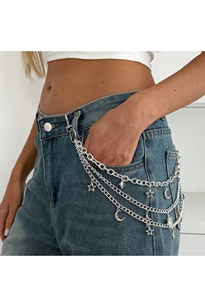 Choice Silver Color SHIXIN Hip Hop Moon Stars Sun Planet Pendant Pants Chains...
