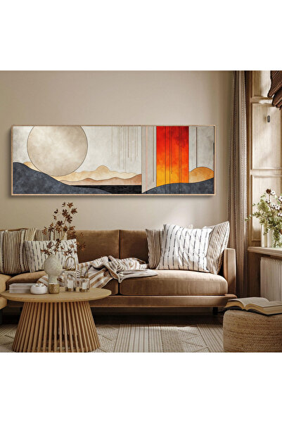 woodhomeworks Tek Parça Gerçek Ahşap Yatay Panorama Çerçeveli Tablo