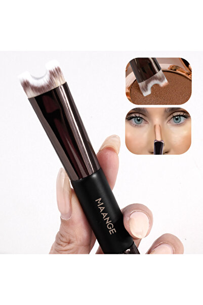 Choice Coffee Brown Double-ended Nose Contour U-Shaped Makeup Brush for Sculp...