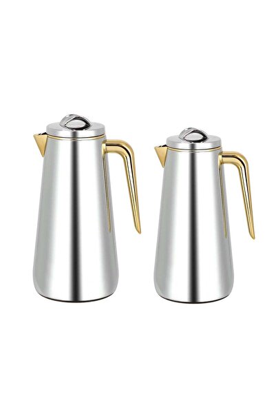 Generic Dallaty Eve set of 2 steel vacuum flask chrome & gold