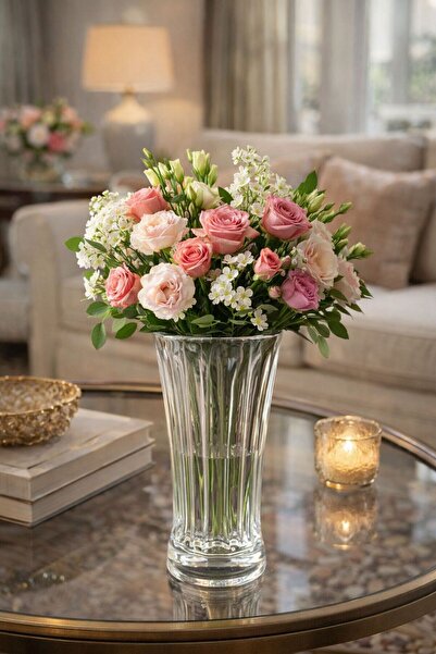 isra kristal Διακοσμητικό γυάλινο βάζο με κρυστάλλινη υφή – Μοντέρνο και κομψ...