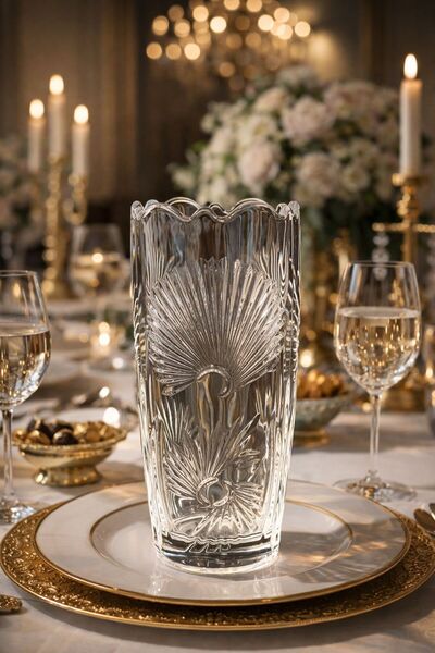 isra kristal Crystal Textured Decorative Glass Vase – Modern and Stylish Livi...