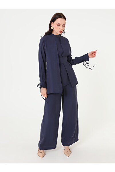 Refka Modern Suit with Belt Detail - Navy Blue - F1-Mt - Exclusive