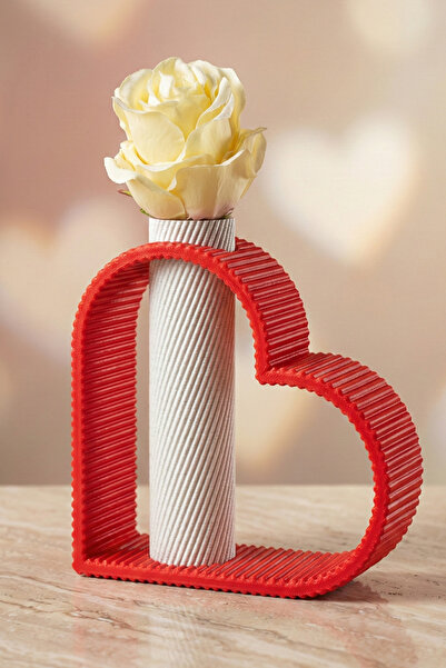 ENG.CO Serrated Heart-Shaped Horizontal Decorative Vase – Spiral White Inner ...